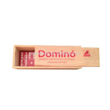 Kundengebundener hölzerner Kasten-roter Domino-Satz